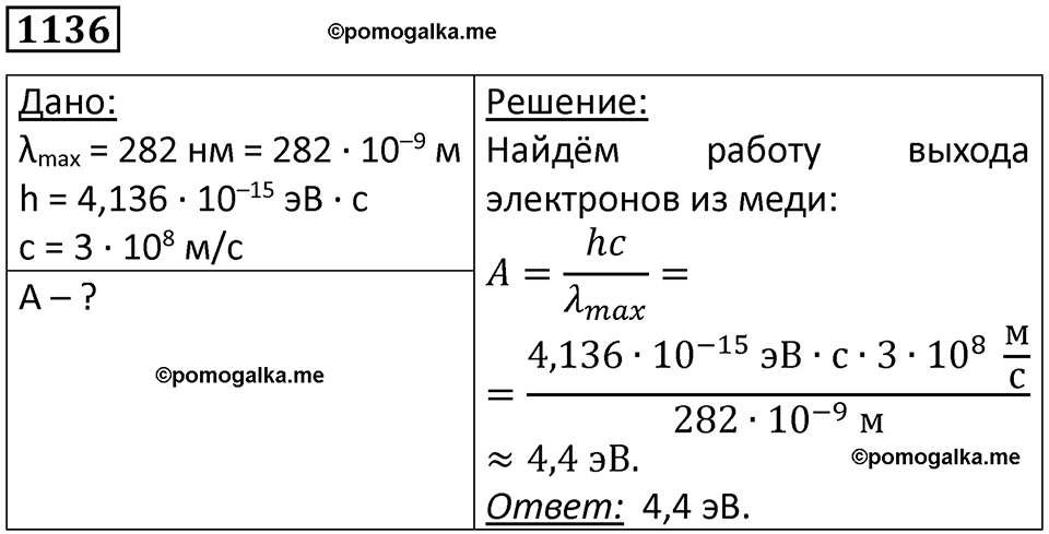 страница 150 номер 1136 физика 10-11 класс сборник задач Рымкевича 2024 год
