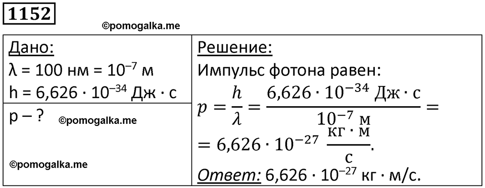 страница 152 номер 1152 физика 10-11 класс сборник задач Рымкевича 2024 год