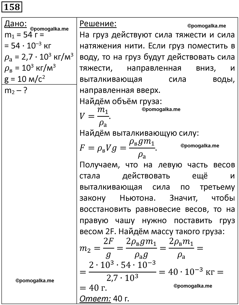 страница 27 номер 158 физика 10-11 класс сборник задач Рымкевича 2024 год