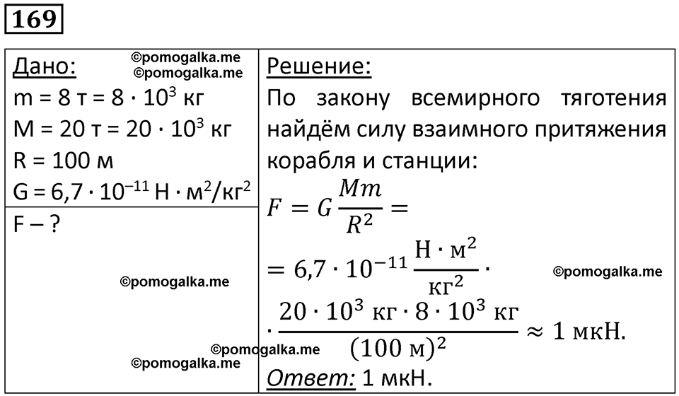 страница 29 номер 169 физика 10-11 класс сборник задач Рымкевича 2024 год
