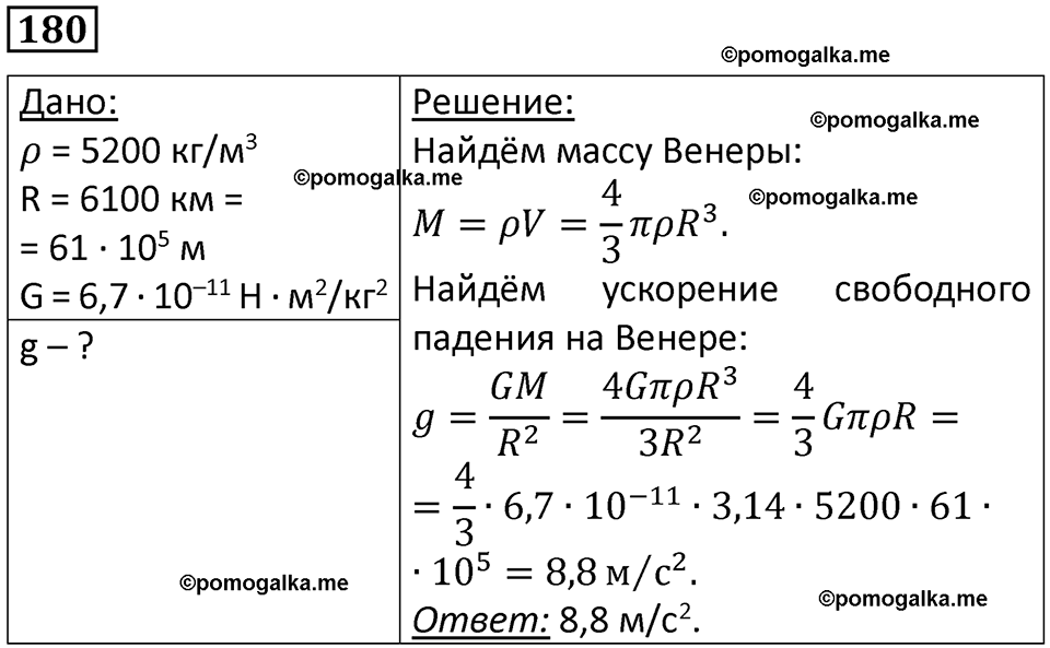 страница 30 номер 180 физика 10-11 класс сборник задач Рымкевича 2024 год