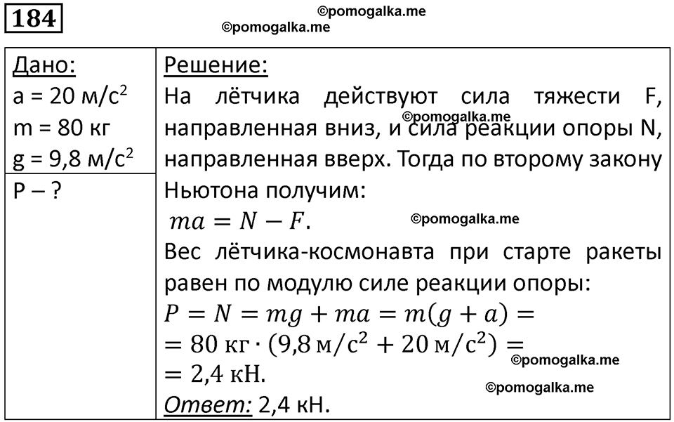 страница 30 номер 184 физика 10-11 класс сборник задач Рымкевича 2024 год