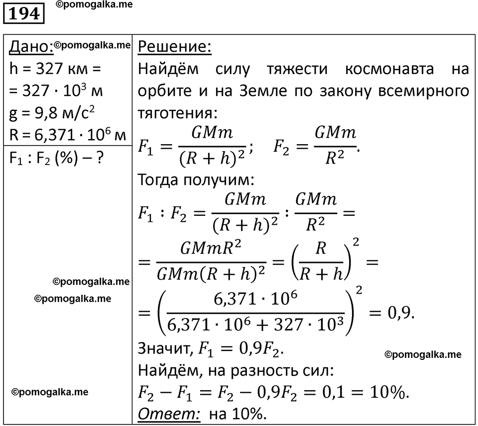 страница 31 номер 194 физика 10-11 класс сборник задач Рымкевича 2024 год