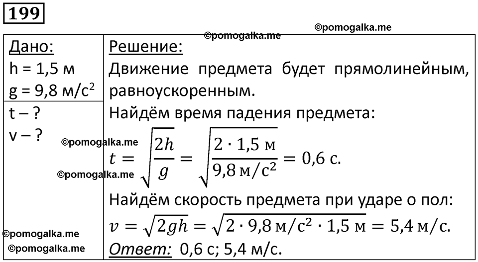 страница 32 номер 199 физика 10-11 класс сборник задач Рымкевича 2024 год