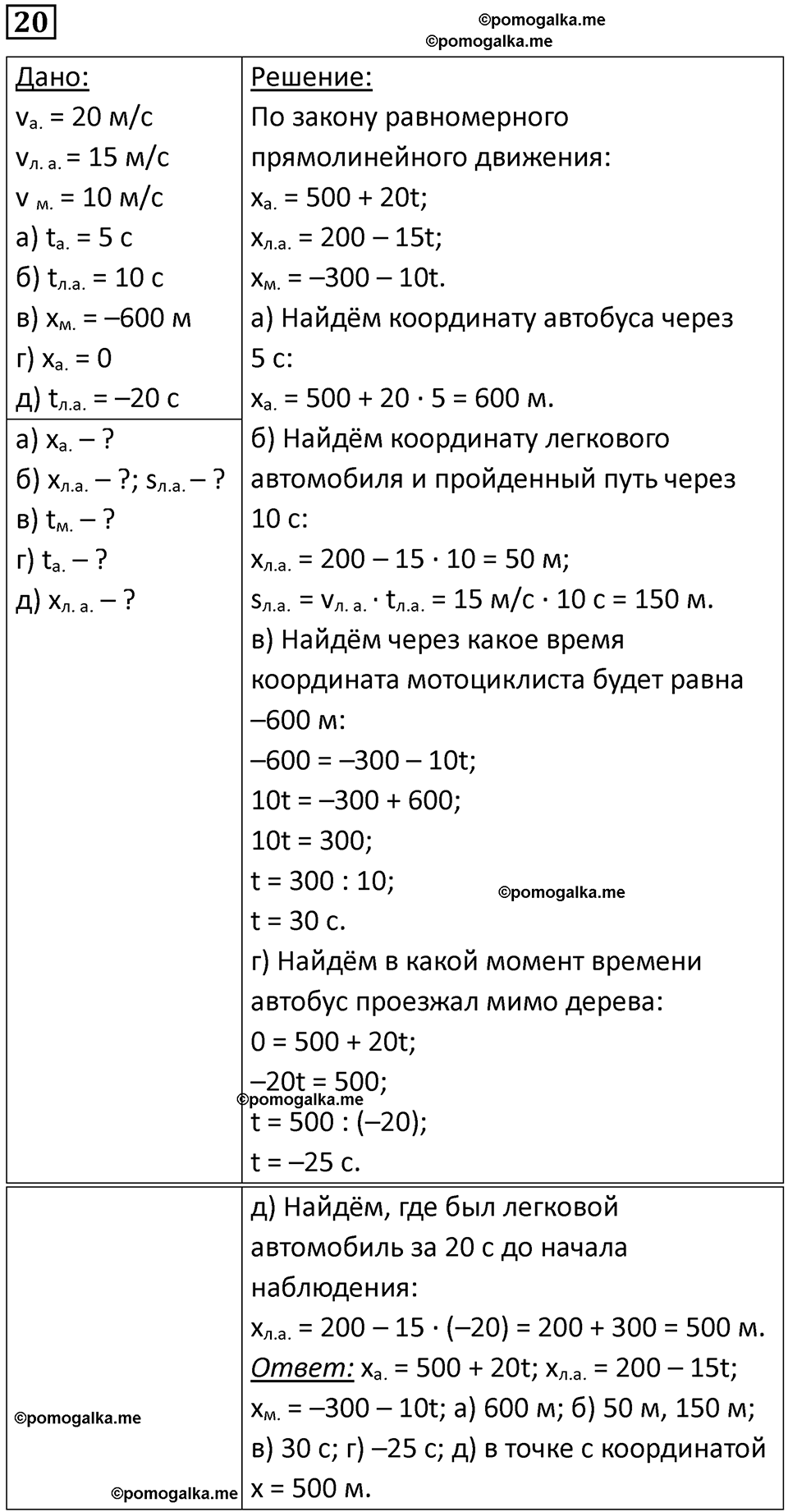 страница 8 номер 20 физика 10-11 класс сборник задач Рымкевича 2024 год