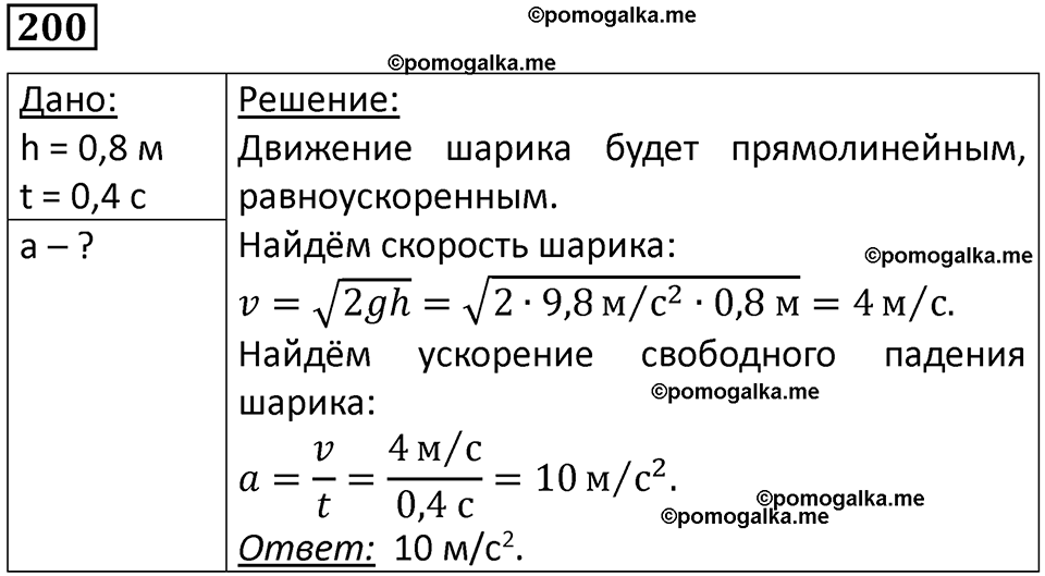 страница 32 номер 200 физика 10-11 класс сборник задач Рымкевича 2024 год