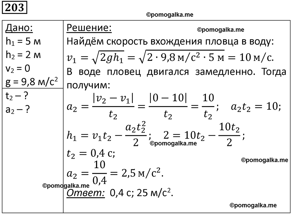 страница 33 номер 203 физика 10-11 класс сборник задач Рымкевича 2024 год
