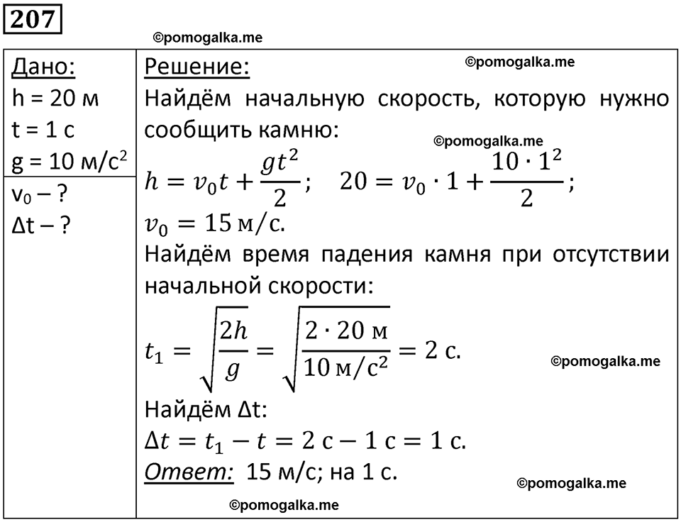 страница 33 номер 207 физика 10-11 класс сборник задач Рымкевича 2024 год