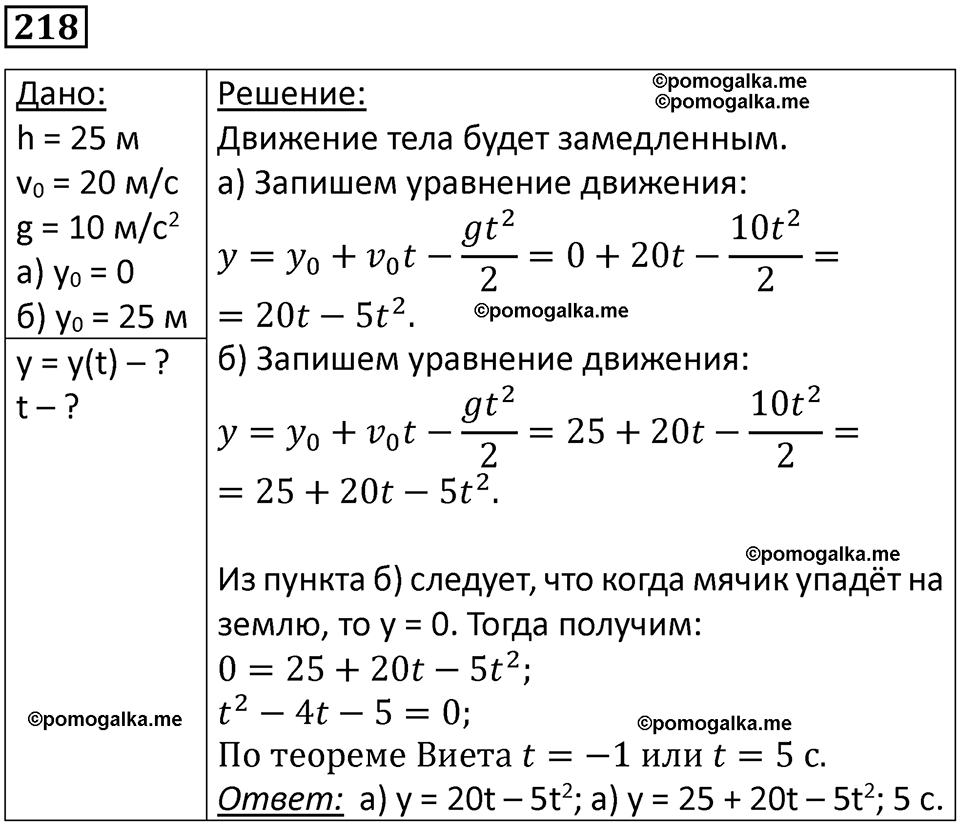 страница 34 номер 218 физика 10-11 класс сборник задач Рымкевича 2024 год