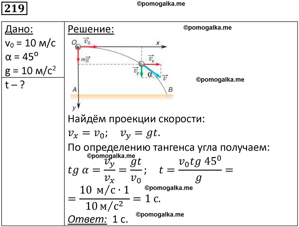 страница 34 номер 219 физика 10-11 класс сборник задач Рымкевича 2024 год