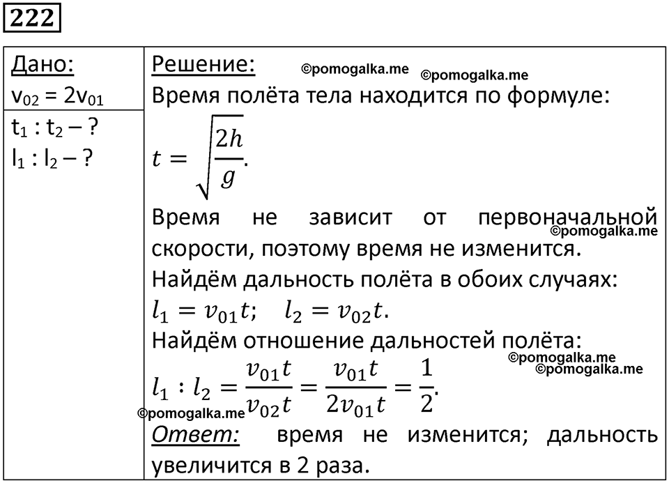 страница 35 номер 222 физика 10-11 класс сборник задач Рымкевича 2024 год