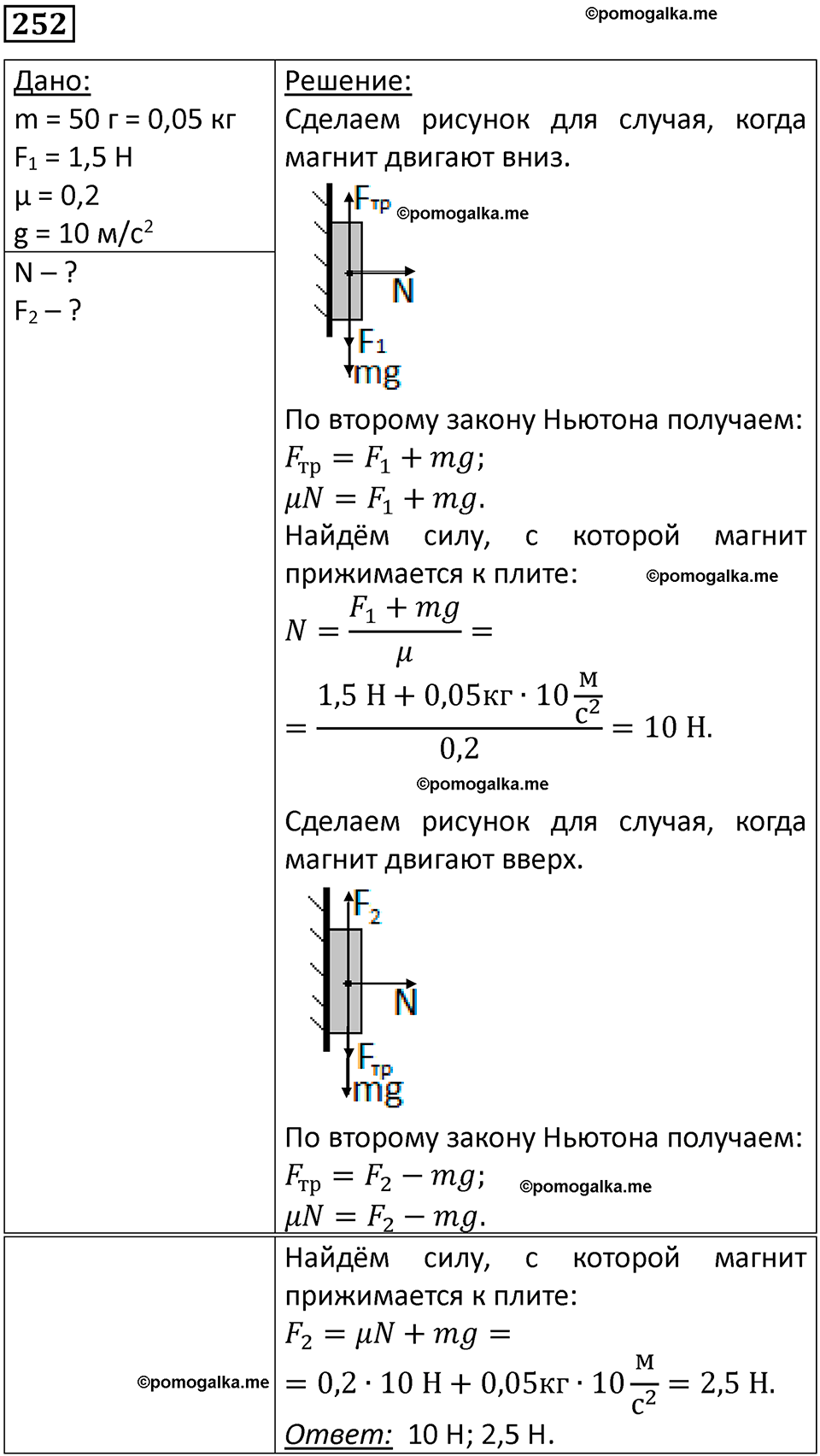 страница 38 номер 252 физика 10-11 класс сборник задач Рымкевича 2024 год