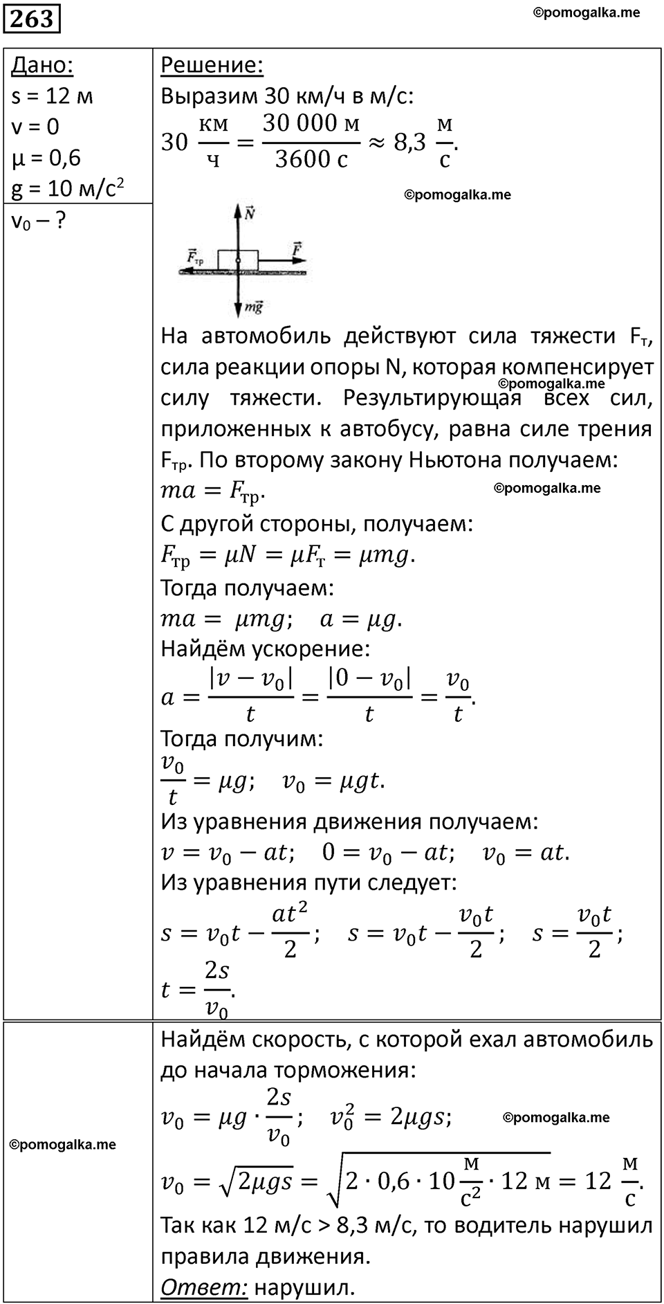 страница 39 номер 263 физика 10-11 класс сборник задач Рымкевича 2024 год
