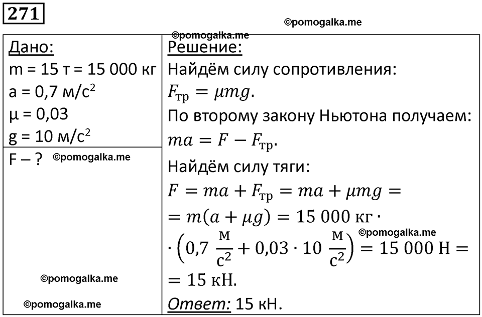 страница 41 номер 271 физика 10-11 класс сборник задач Рымкевича 2024 год