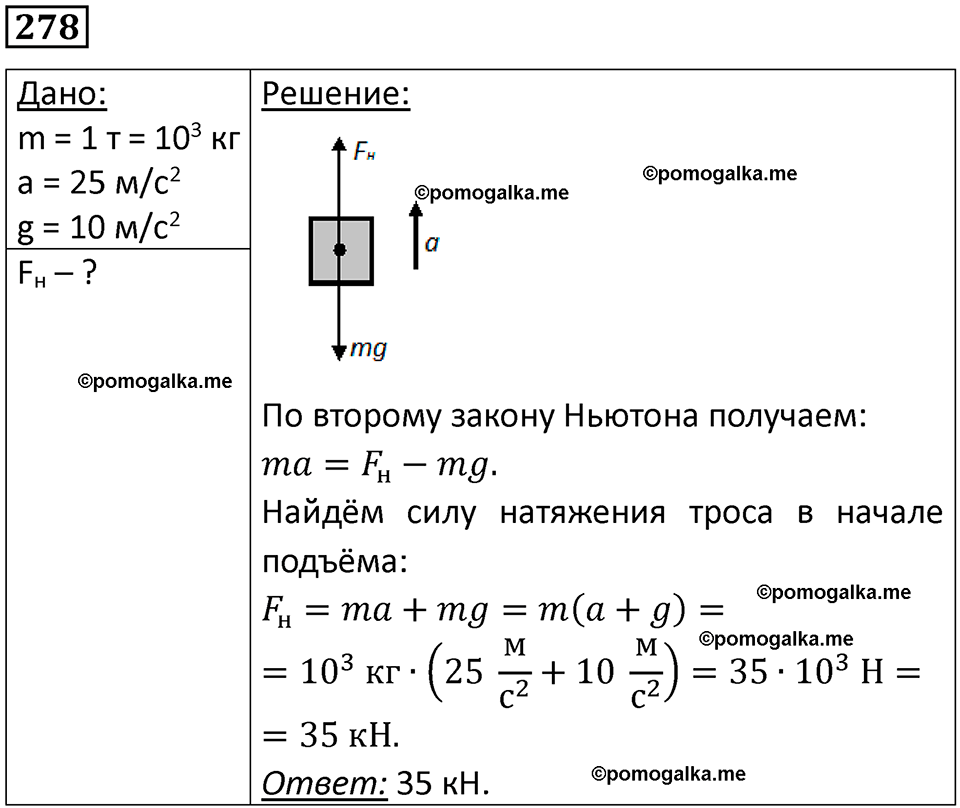 страница 42 номер 278 физика 10-11 класс сборник задач Рымкевича 2024 год