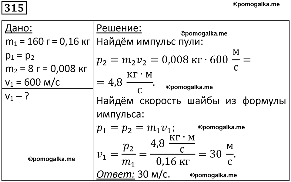 страница 47 номер 315 физика 10-11 класс сборник задач Рымкевича 2024 год