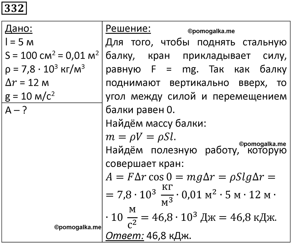 страница 49 номер 332 физика 10-11 класс сборник задач Рымкевича 2024 год