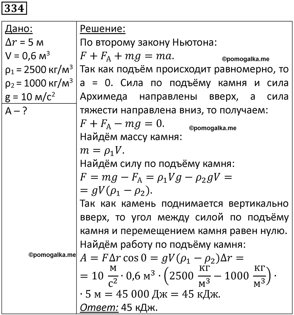страница 49 номер 334 физика 10-11 класс сборник задач Рымкевича 2024 год