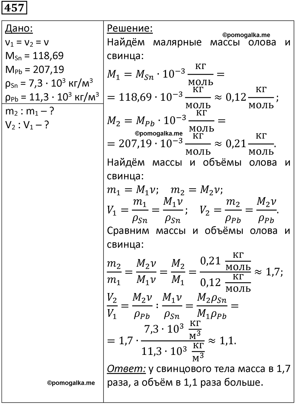 страница 64 номер 457 физика 10-11 класс сборник задач Рымкевича 2024 год