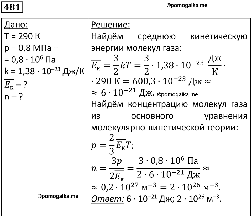 страница 66 номер 481 физика 10-11 класс сборник задач Рымкевича 2024 год