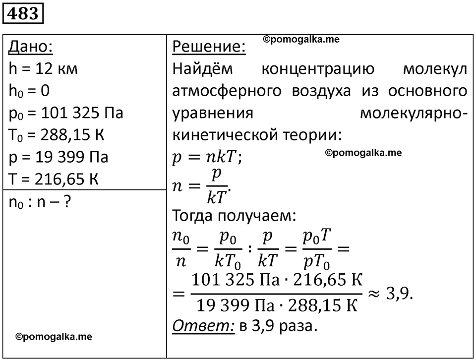 страница 66 номер 483 физика 10-11 класс сборник задач Рымкевича 2024 год