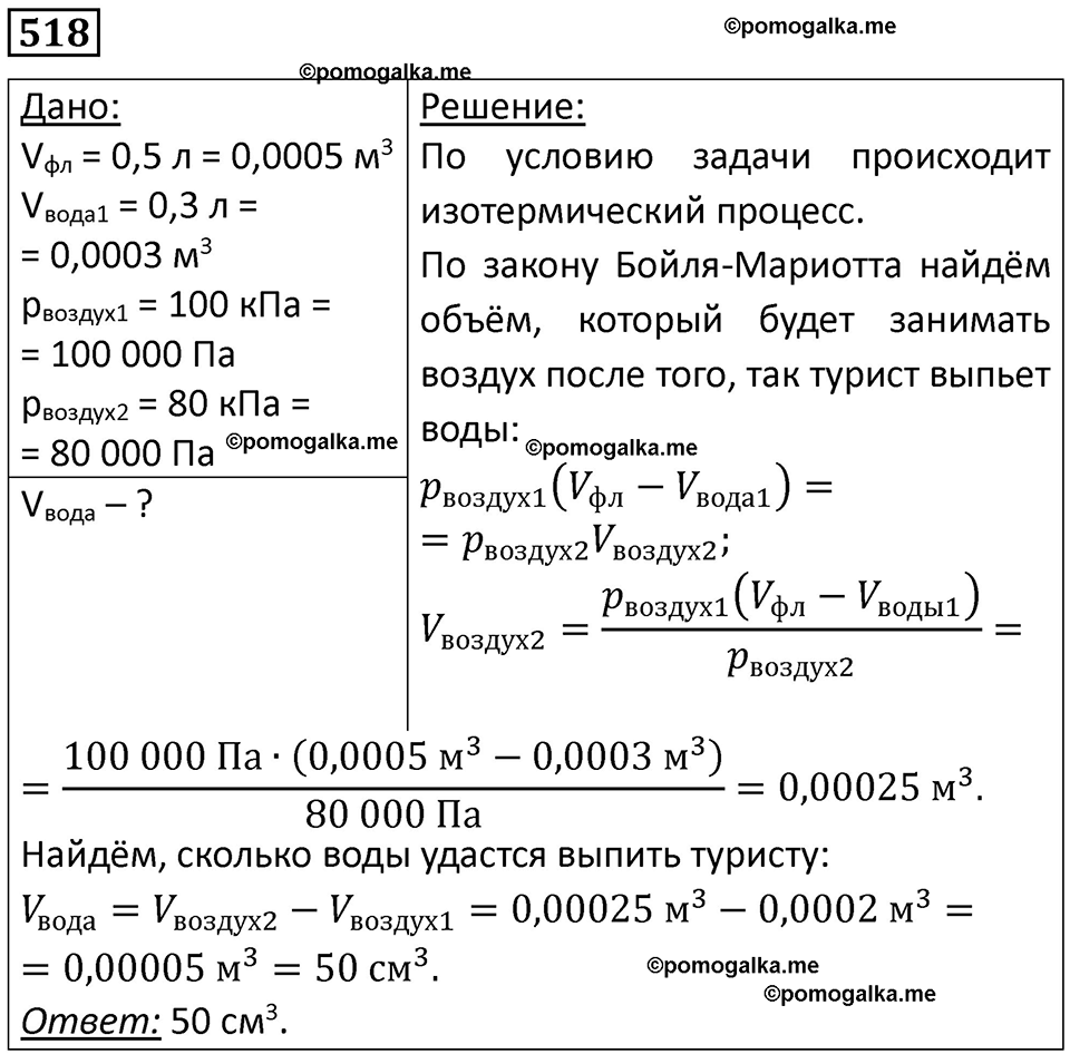 страница 70 номер 518 физика 10-11 класс сборник задач Рымкевича 2024 год