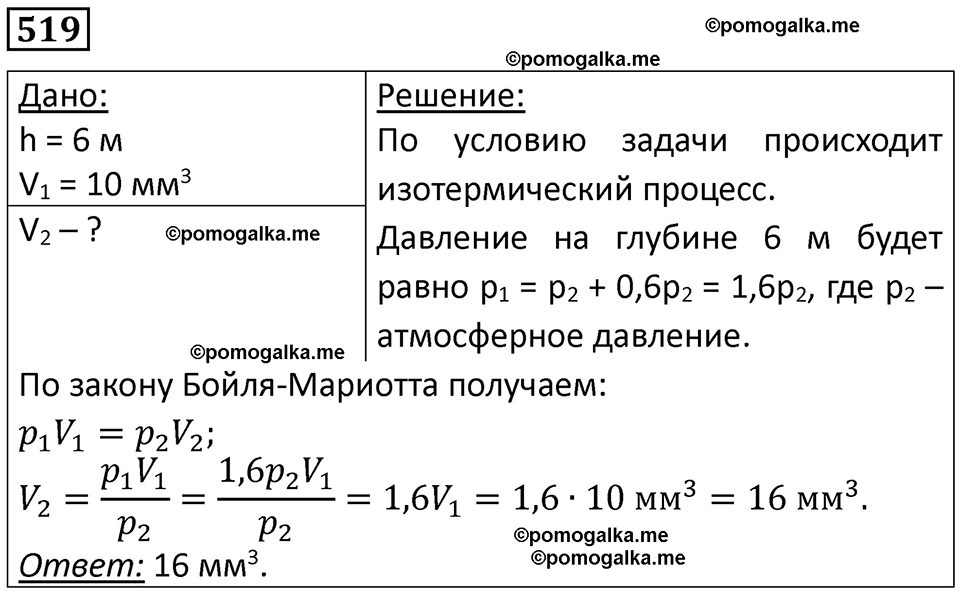 страница 71 номер 519 физика 10-11 класс сборник задач Рымкевича 2024 год