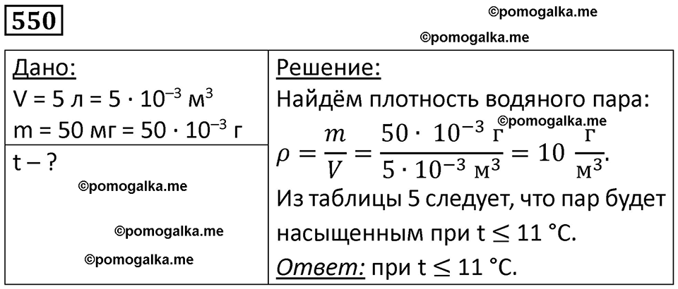 страница 74 номер 550 физика 10-11 класс сборник задач Рымкевича 2024 год