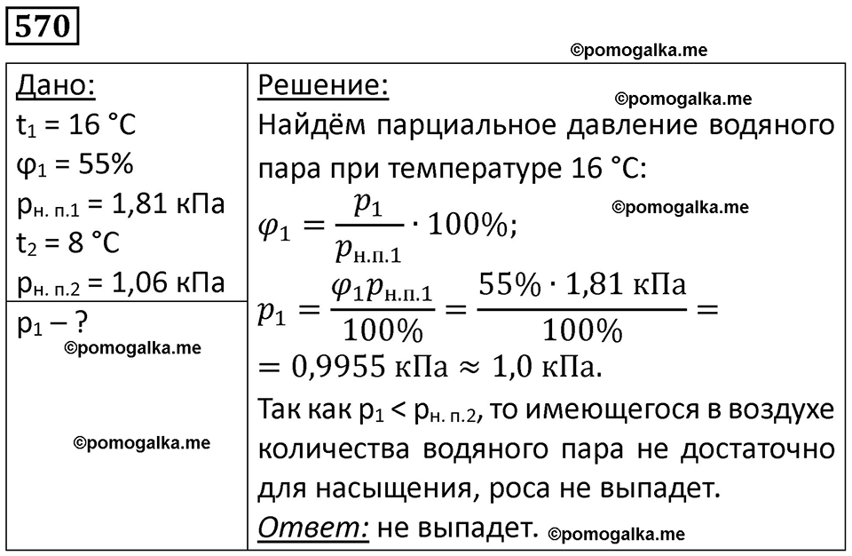 страница 76 номер 570 физика 10-11 класс сборник задач Рымкевича 2024 год