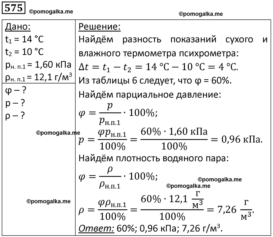 страница 76 номер 575 физика 10-11 класс сборник задач Рымкевича 2024 год