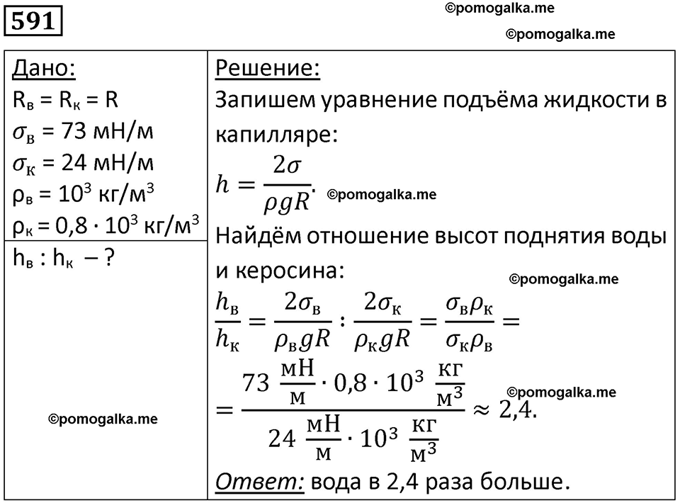 страница 78 номер 591 физика 10-11 класс сборник задач Рымкевича 2024 год