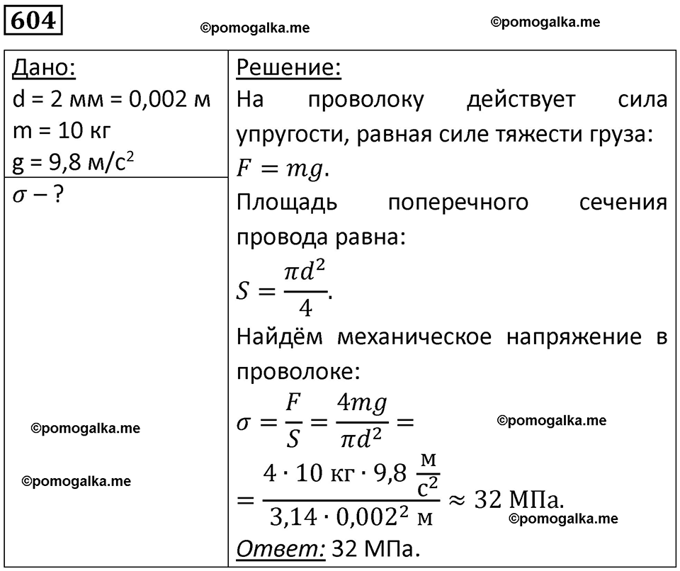 страница 79 номер 604 физика 10-11 класс сборник задач Рымкевича 2024 год