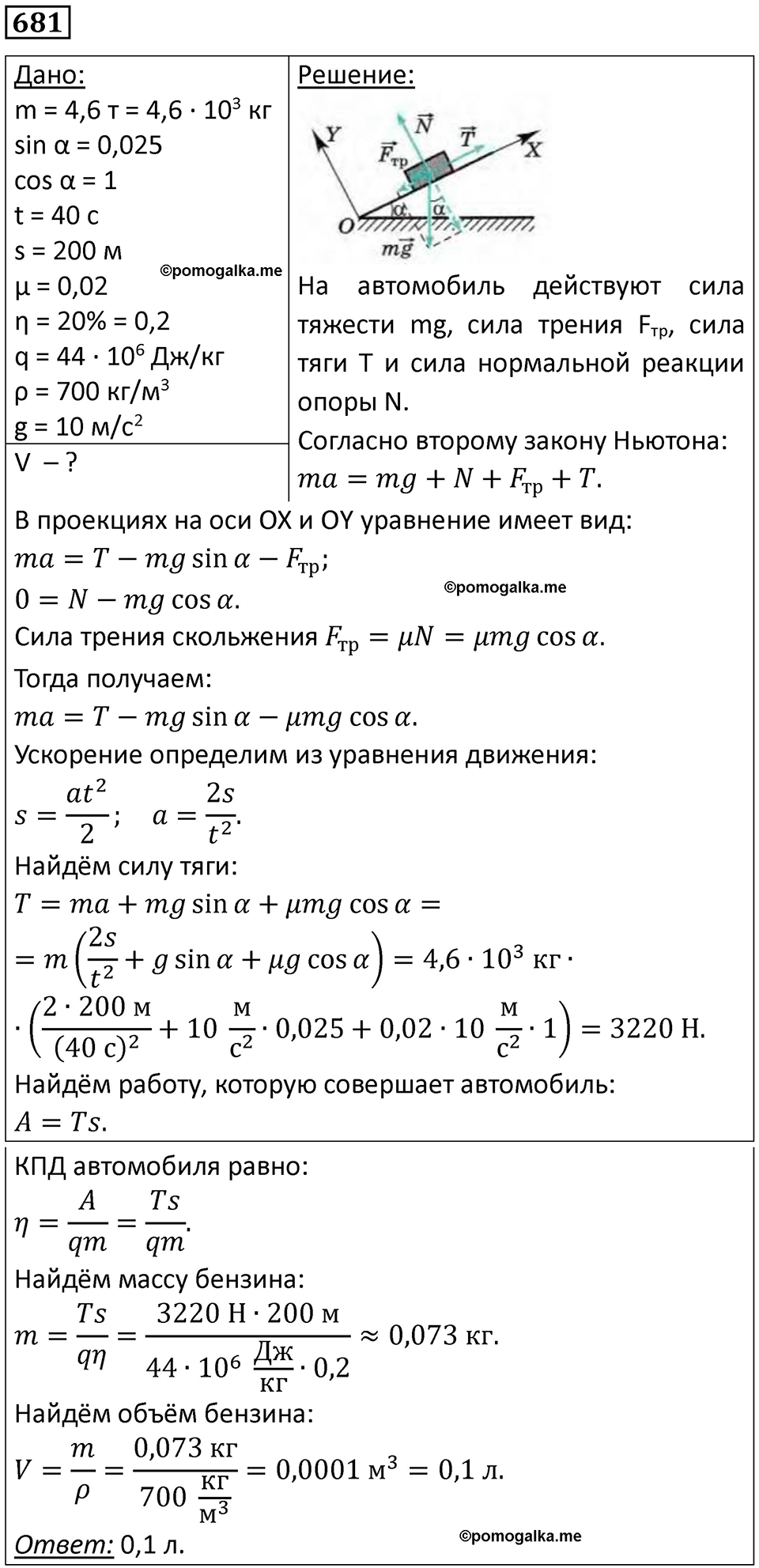 страница 88 номер 681 физика 10-11 класс сборник задач Рымкевича 2024 год