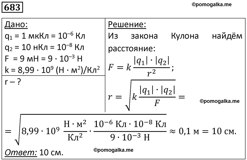 страница 89 номер 683 физика 10-11 класс сборник задач Рымкевича 2024 год