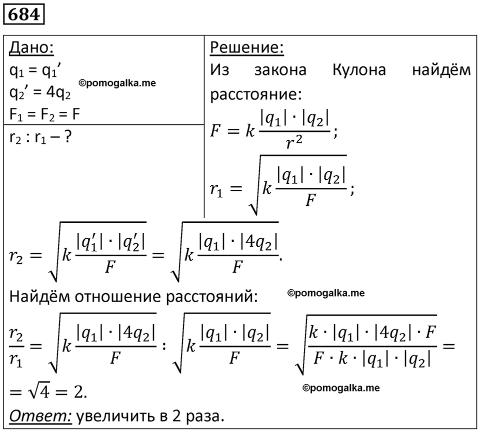 страница 89 номер 684 физика 10-11 класс сборник задач Рымкевича 2024 год