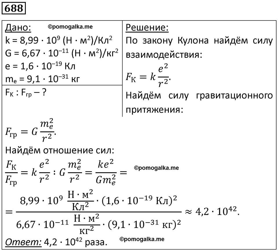 страница 90 номер 688 физика 10-11 класс сборник задач Рымкевича 2024 год