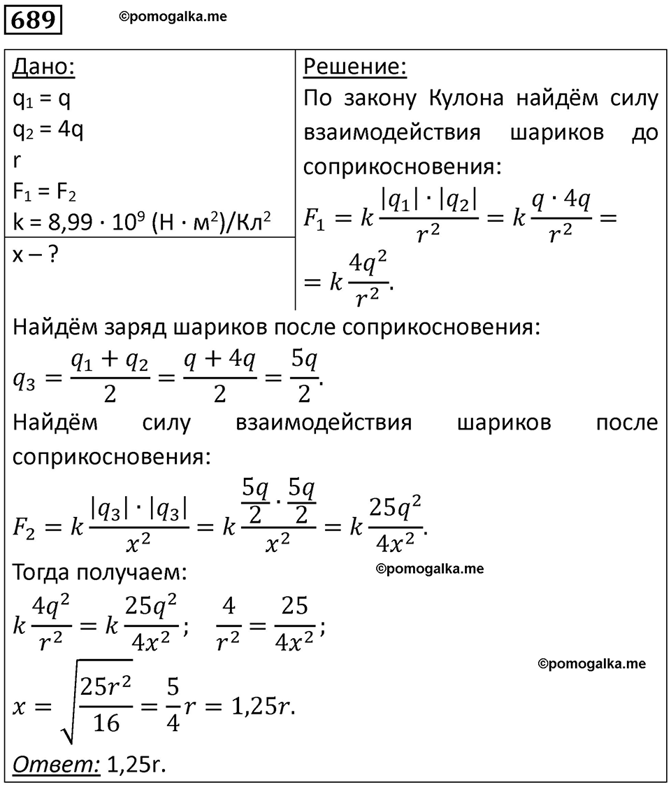 страница 90 номер 689 физика 10-11 класс сборник задач Рымкевича 2024 год