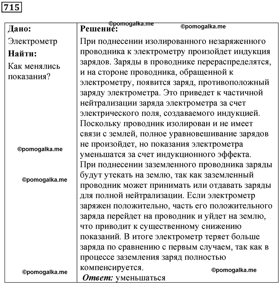 страница 93 номер 715 физика 10-11 класс сборник задач Рымкевича 2024 год