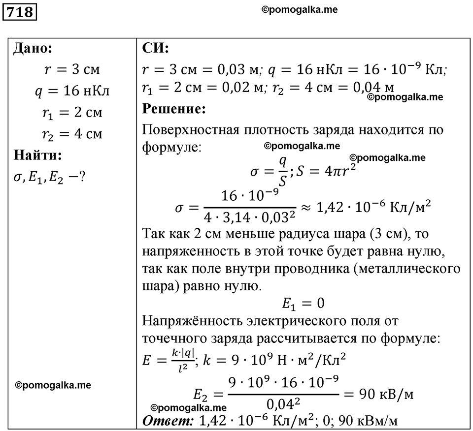 страница 93 номер 718 физика 10-11 класс сборник задач Рымкевича 2024 год