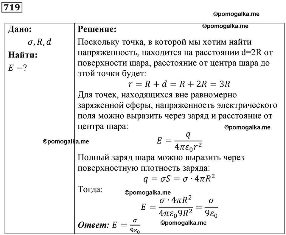 страница 93 номер 719 физика 10-11 класс сборник задач Рымкевича 2024 год