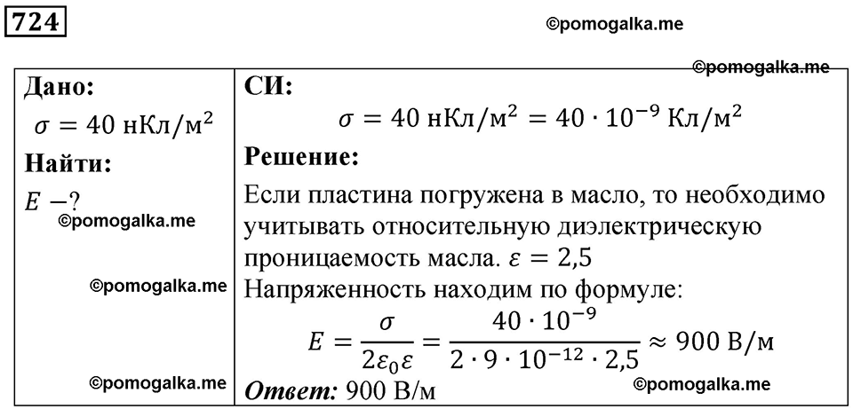 страница 94 номер 724 физика 10-11 класс сборник задач Рымкевича 2024 год