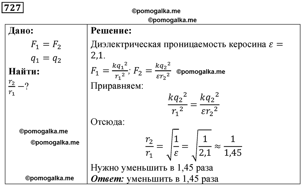 страница 94 номер 727 физика 10-11 класс сборник задач Рымкевича 2024 год