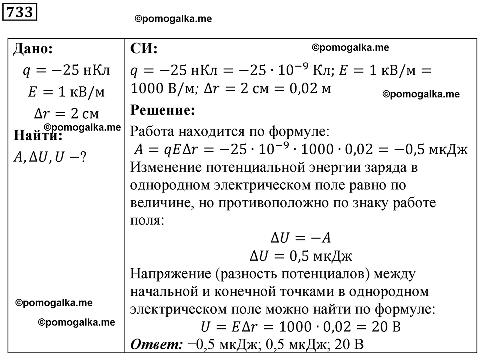 страница 95 номер 733 физика 10-11 класс сборник задач Рымкевича 2024 год
