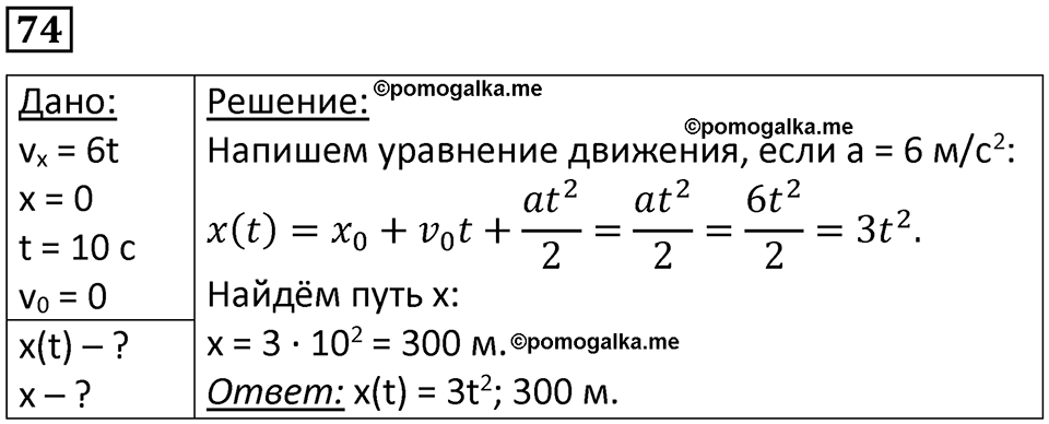 страница 17 номер 74 физика 10-11 класс сборник задач Рымкевича 2024 год