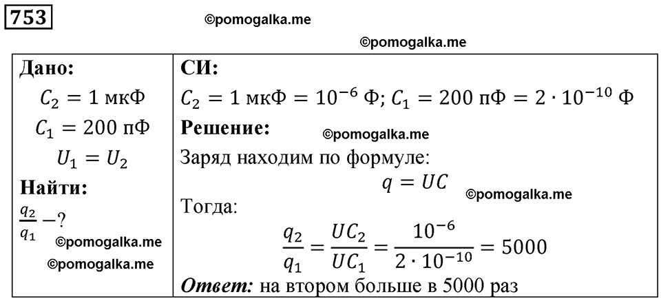 страница 98 номер 753 физика 10-11 класс сборник задач Рымкевича 2024 год