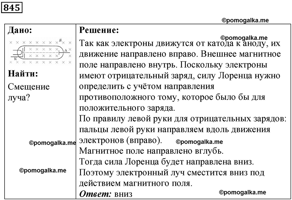 страница 111 номер 845 физика 10-11 класс сборник задач Рымкевича 2024 год