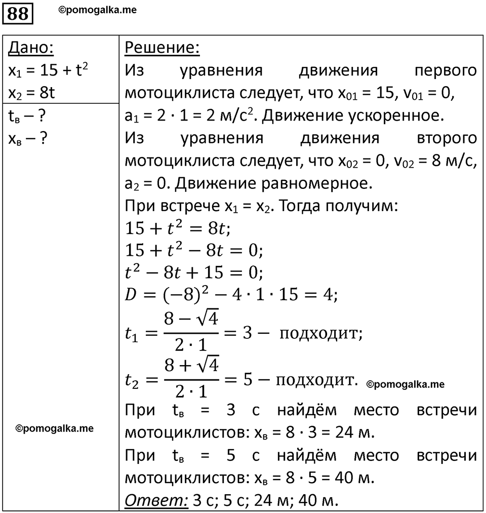 страница 19 номер 88 физика 10-11 класс сборник задач Рымкевича 2024 год