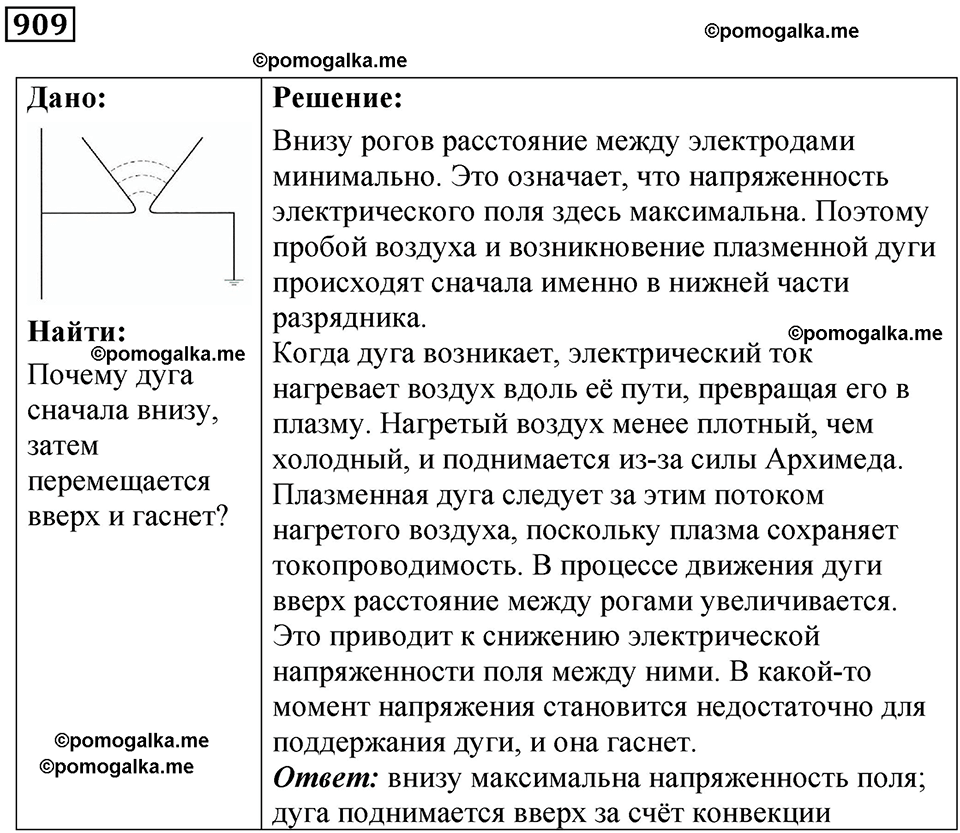 страница 120 номер 909 физика 10-11 класс сборник задач Рымкевича 2024 год