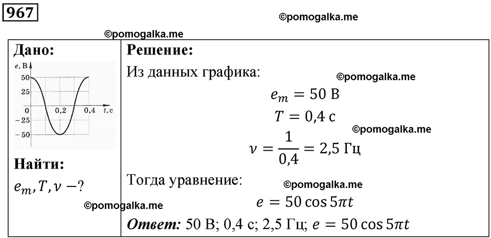 страница 129 номер 967 физика 10-11 класс сборник задач Рымкевича 2024 год