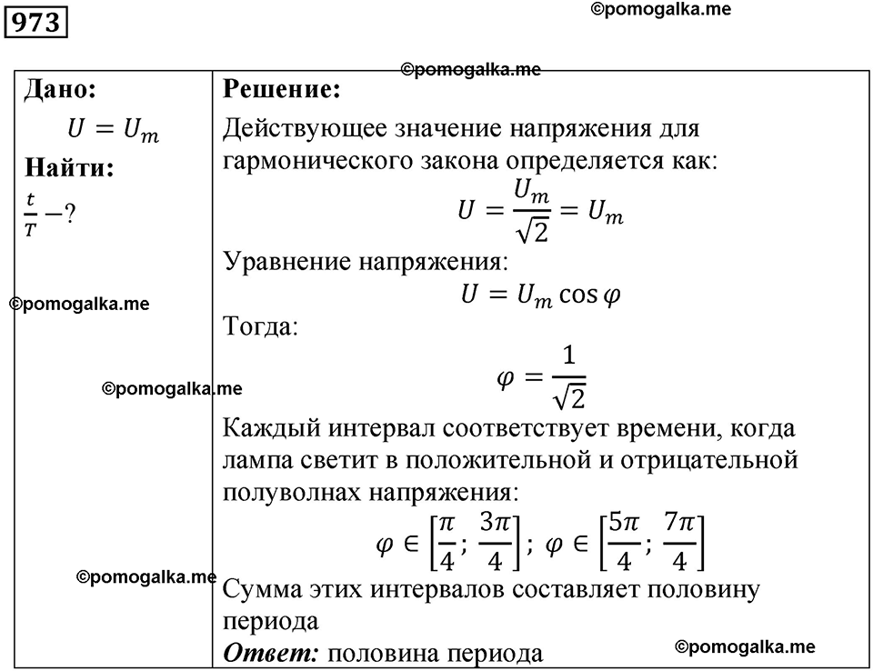 страница 129 номер 973 физика 10-11 класс сборник задач Рымкевича 2024 год